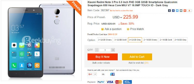 xiaomi redmi note 3 pro snapdragon 650