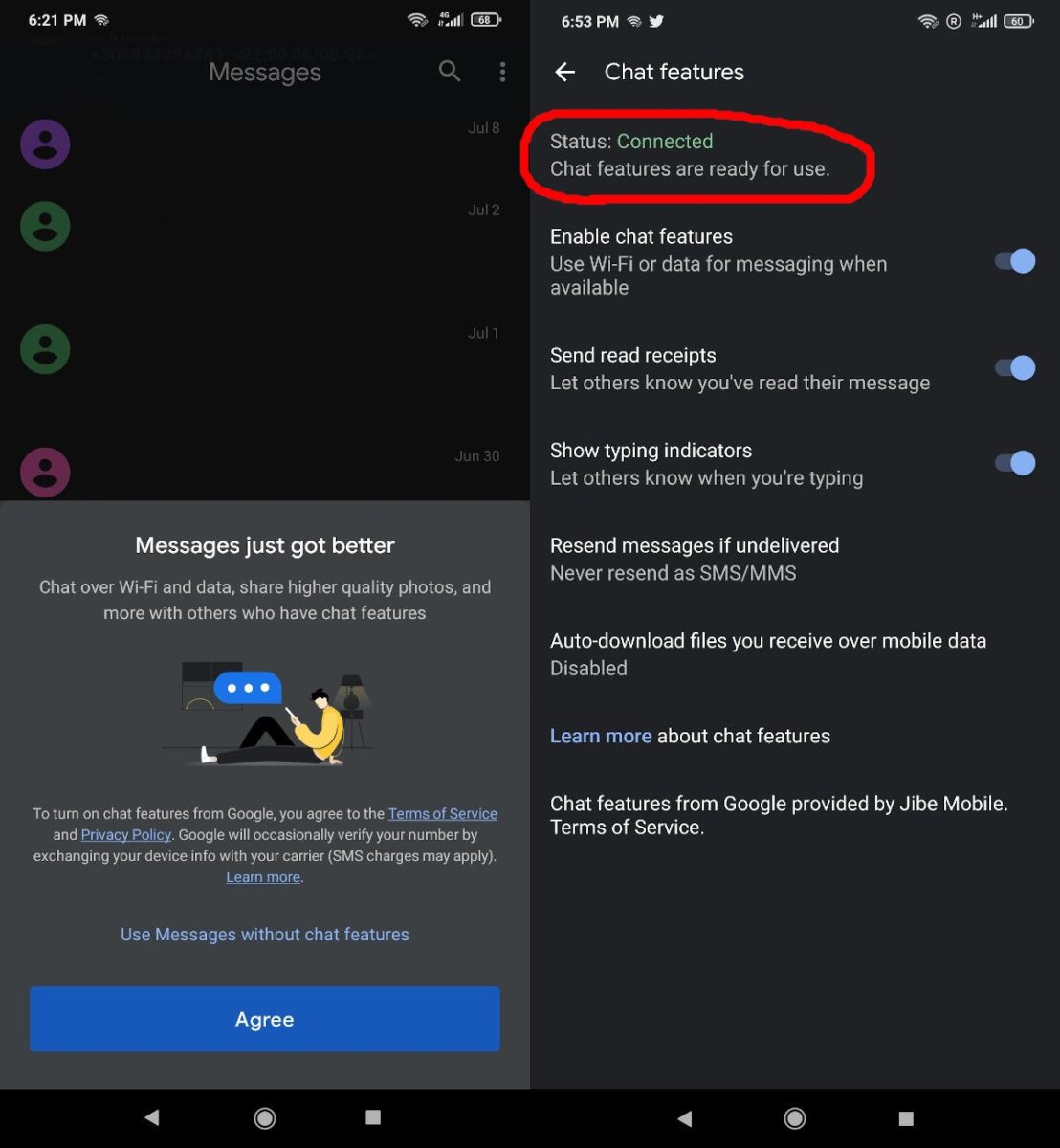 δωρεάν SMS chat features