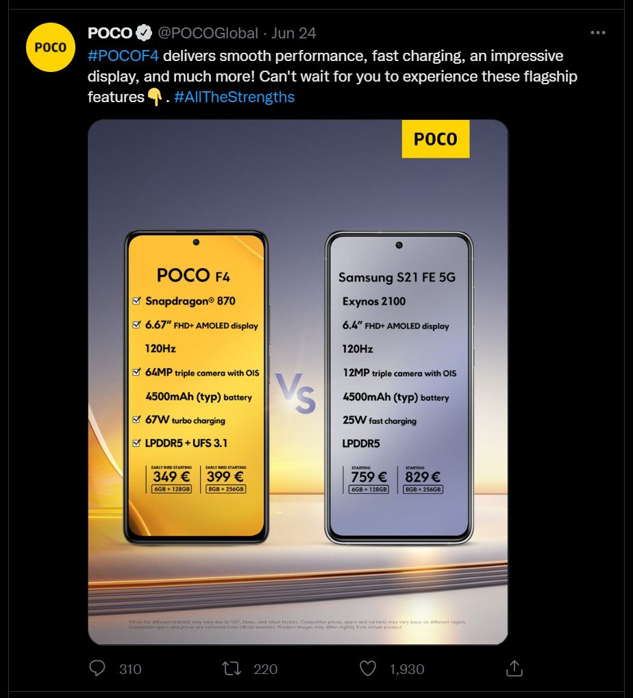 Poco F4 vs Samsung Galaxy S21 FE 5G
